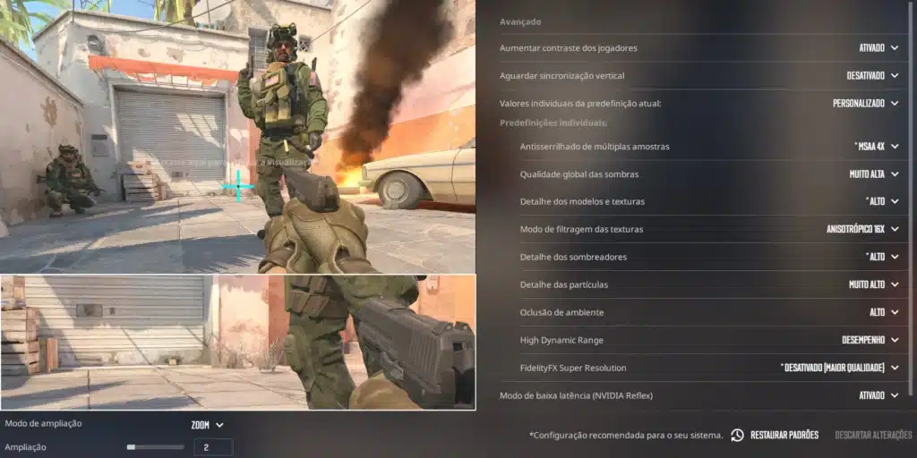 Comandos para configurações de vídeo avançado no CS2