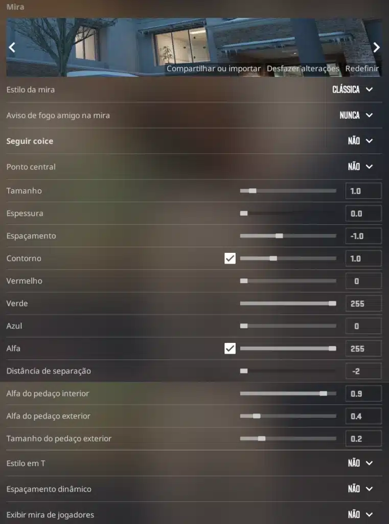 Comandos para configurações de Mira no CS2
