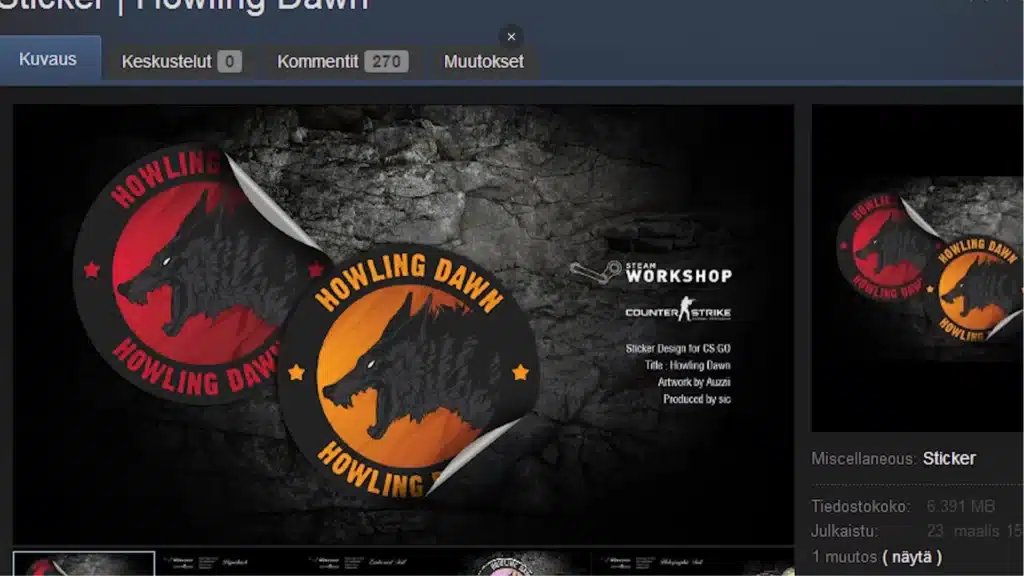 Adesivo Howling Dawn Original na oficina da Steam