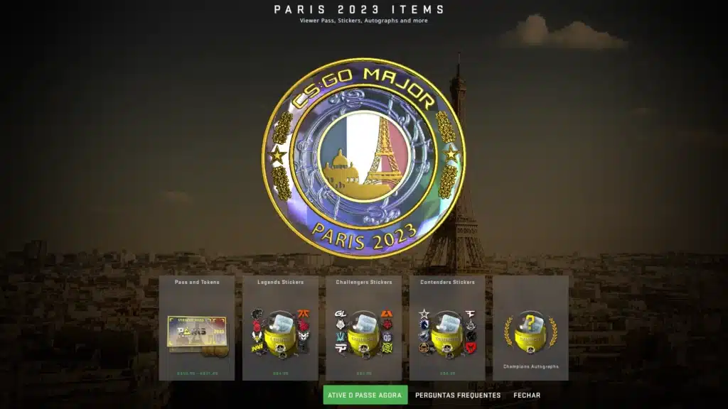 Como ativar o Passe do Major Paris 2023