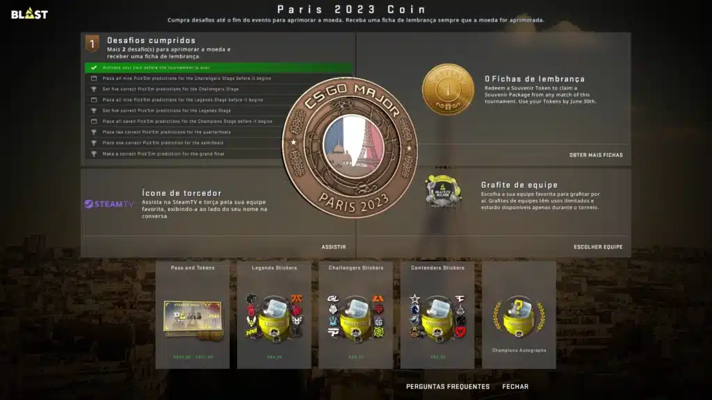 Passe do Major Paris 2023 - Pick’em Challenge