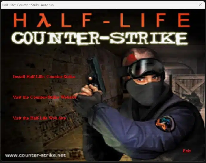 Half Life Counter Strike Mod - Tela de instalacao